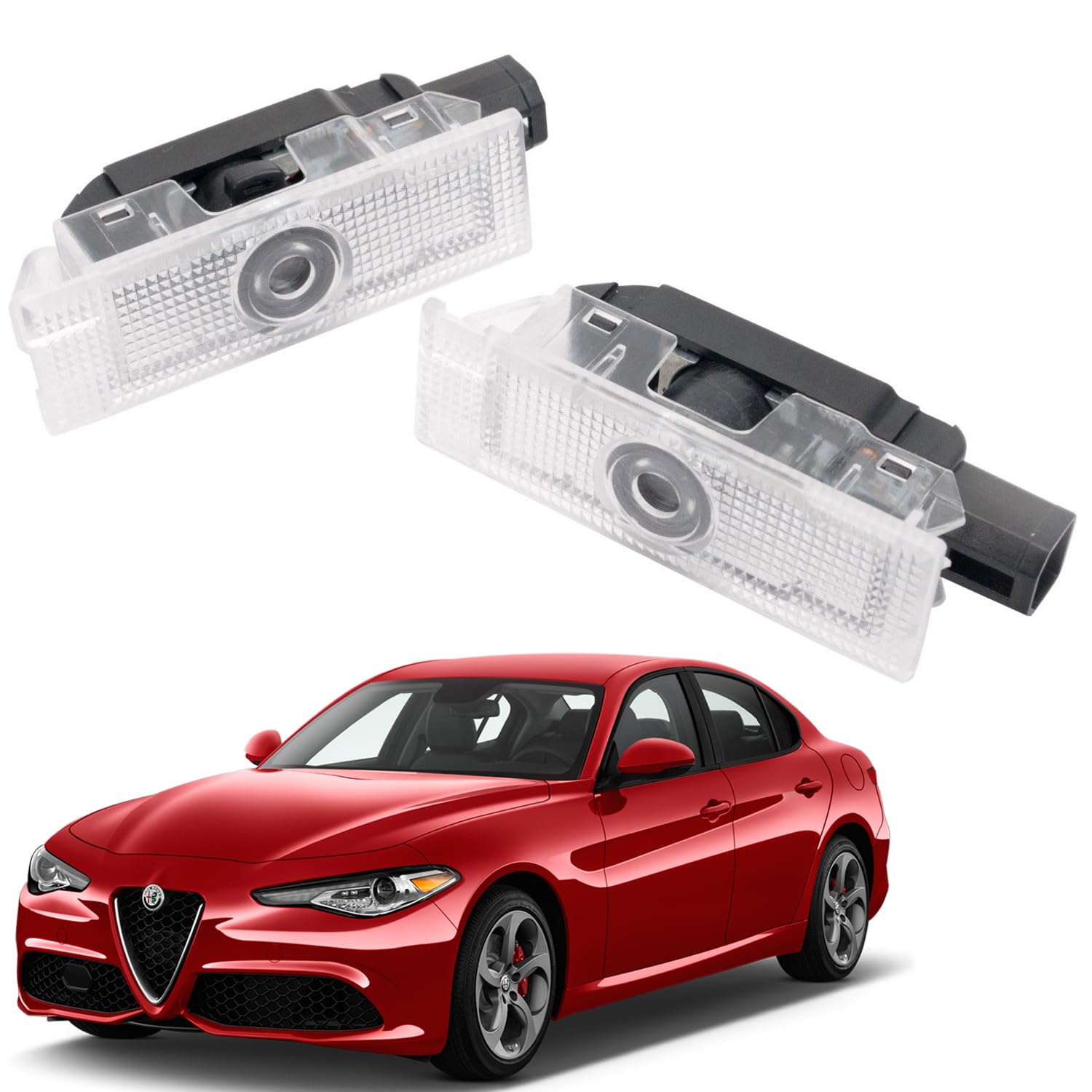 AutoQi Willkommenslicht Türlicht für Alfa Romeo 159 Brera Giulietta Giulia Mito Spider Stelvio LED Laser Logo Projektor Einstiegsbeleuchtung, 2 Stk (Weiß Emblem) von AutoQi