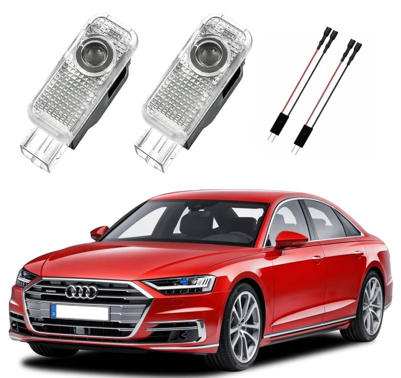 AutoQi Willkommenslicht für Audi A2 A3 A4 A5 A6 A7 Q2 Q3 Q4 Q5 Q7 TT LED Ringe Projektor Einstiegsbeleuchtung Logo Laser Türlicht, 2 Stk von AutoQi