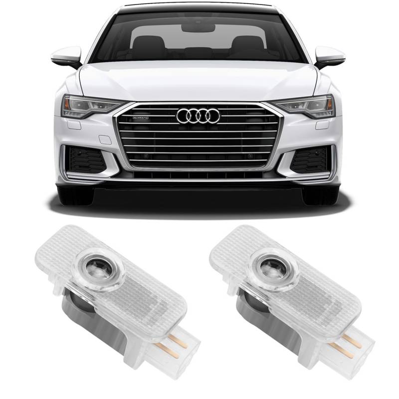 AutoQi Für Audi A3 8P 8L 8V A4 B6 B7 B8 B9 A5 A6 4K 4G A7 Q2 Q3 Q5 Q7 LED Projektor Einstiegsbeleuchtung Tür Logo Laser Türlicht, 2 Stk (S+LINE) von AutoQi