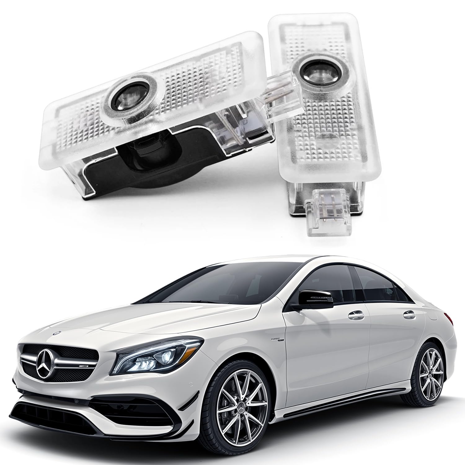 AutoQi Für Mercedes CLA C117 X117 CLS C218 X218 Coupe C205 C207 Cabrio A205 A207 LED AFFALTERBACH Projektor Einstiegsbeleuchtung Laser Logo Türlicht, 2 STK von AutoQi