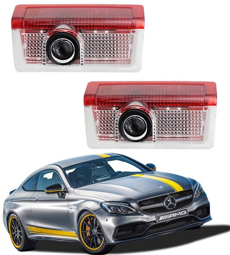 AutoQi Willkommenslicht für Mercedes W176 W177 W205 W212 W213 W242 W246 W247 W166 GLA GLC LED AMG Projektor Einstiegsbeleuchtung Logo Laser Türlicht, 2 Stk von AutoQi