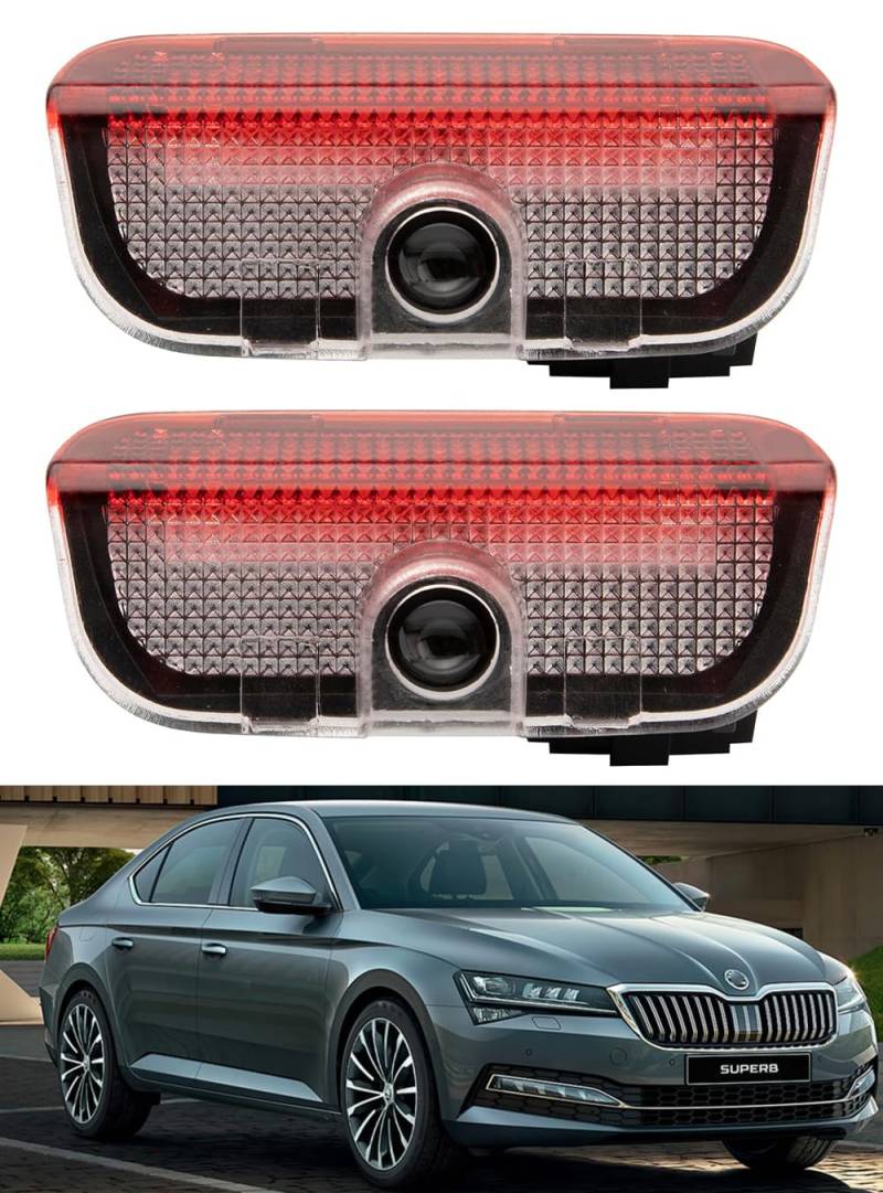 AutoQi Willkommenslicht für Skoda Superb MK2/MK3 3T/3V LED Logo Projektor Einstiegsbeleuchtung Laser Türlicht, 2 STK von AutoQi