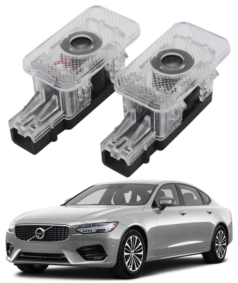 AutoQi Türlicht LED Einstiegsbeleuchtung für Volvo, 2 Stück Türbeleuchtung Laser Logo Projektor, Led Autotür Projektor Licht Zubehör für S60 S90 V40 V60 V90 XC60 XC90 (Weiß Schriftzug) von AutoQi