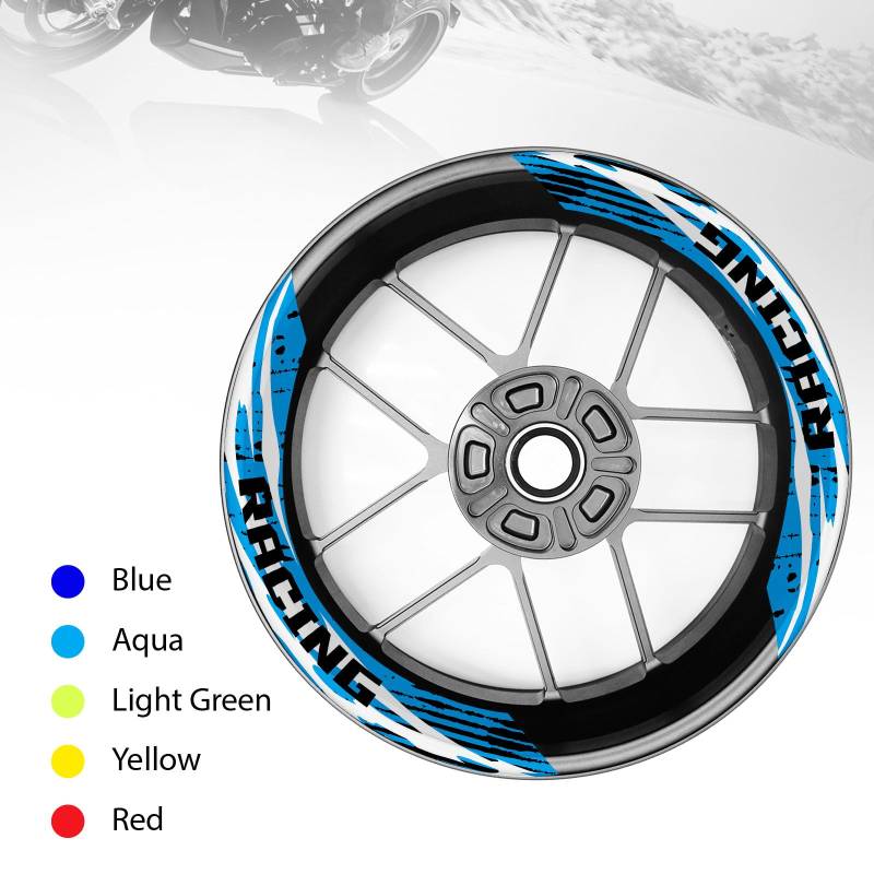 Autobahn88 Motorrad 17 Zoll Felgenaufkleber Kit kompatibel mit Ducati Monster 1000 (2003-2005) (Stil:S21W-Aqua Blau) von Autobahn88