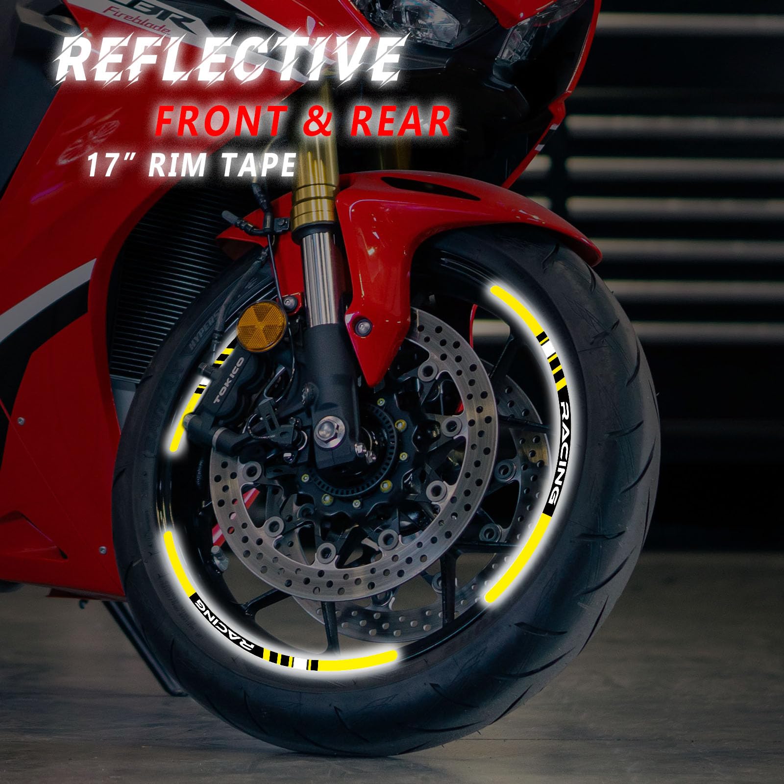 Autobahn88 Motorrad 17 Zoll Reflektierende Felgenaufkleber Kit Kompatibel mit Kawasaki Z650 (2017-2021) (Stil:P01B-Yellow-Reflective) von Autobahn88