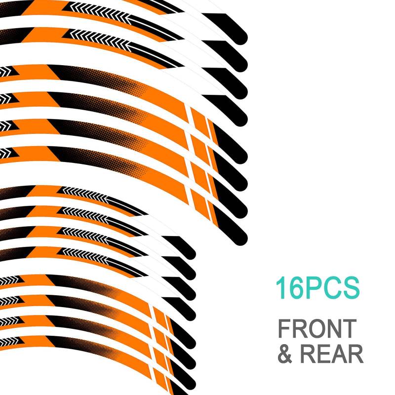 Autobahn88 Motorrad 21 Zoll + 18 Zoll Felgenaufkleber Kit kompatibel mit Kawasaki KLX 250 H/T (2006-2014) (Stil:A01B-Orange) von Autobahn88