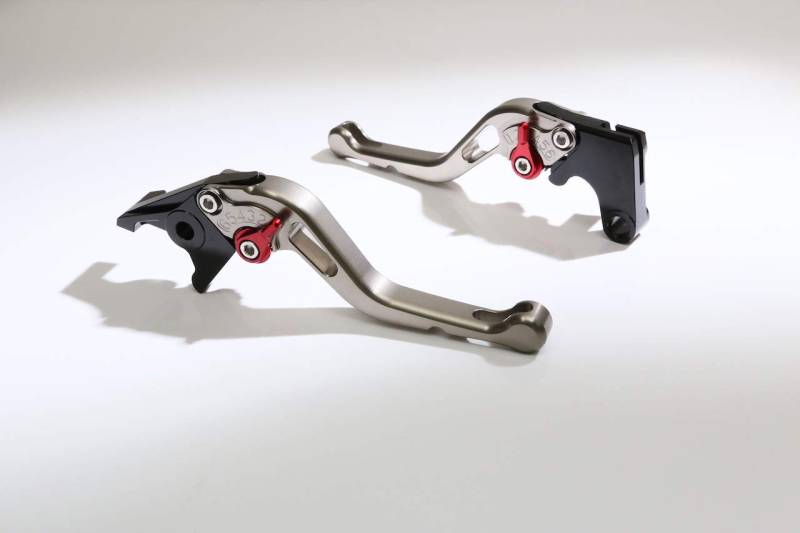 Autobahn88 Motorrad-Kupplungs- und Bremshebel-Set, kompatibel mit Ducati : XDiavel S (2016-2017) (Short Style : Titanium+Red/Handle+Adjuster) von Autobahn88