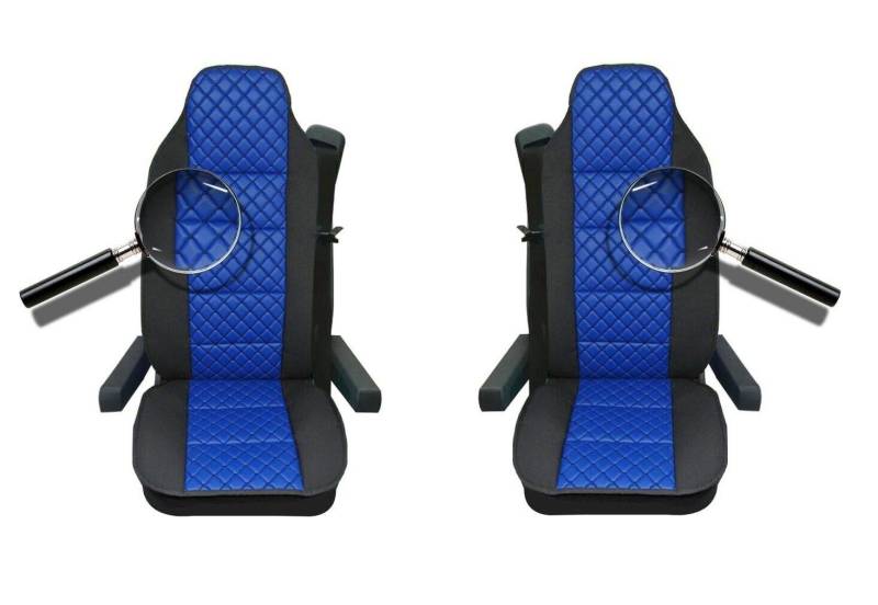 2x Sitzauflagen 2er Set Sitzbezug für LKW Sitz Fahrerseite Beifahrerseite Blau Kunstleder + Polyester Sitzschöner Hochwertig Komfort Neu OVP von Autobits