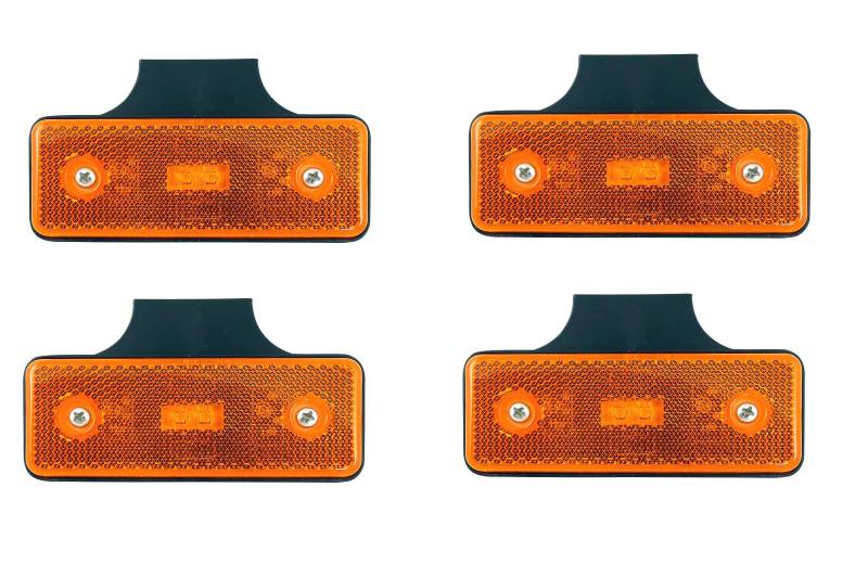 4x LED Seitenmarkierungsleuchte 12/24V Begrenzungsleuchten mit Halterung E9 Orange LKW Anhänger Träger Wohnwagen von Autobits