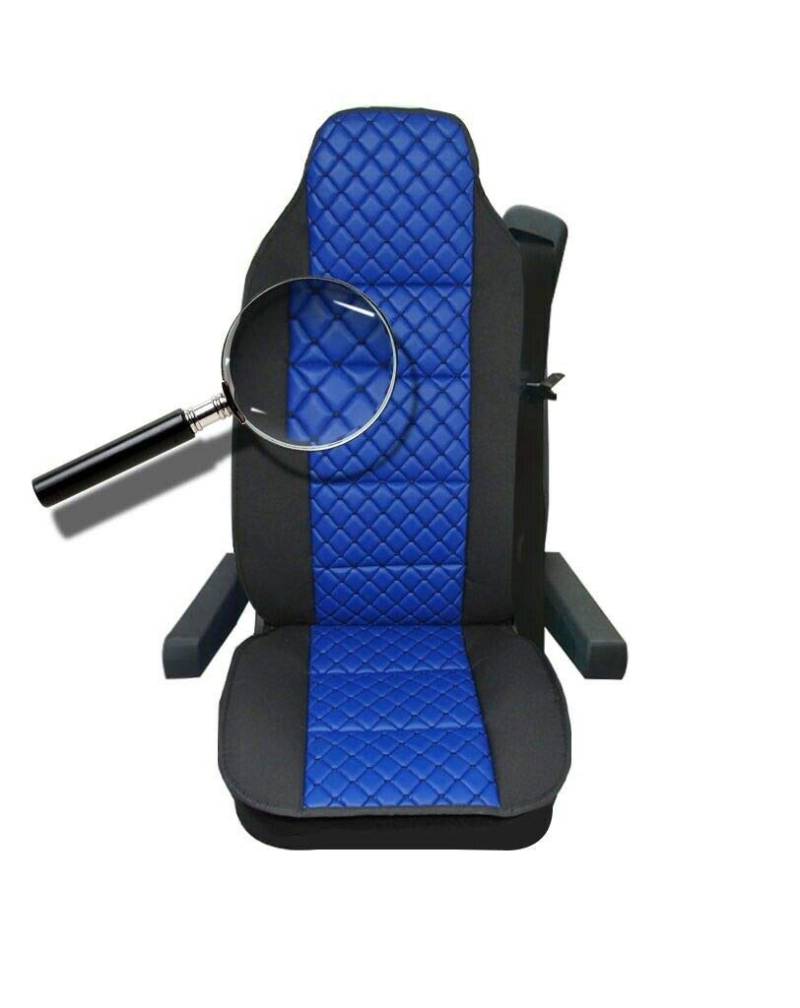 Autobits 1x Sitzauflage LKW-Sitz Vorne Sitzbezug Blau mit Schwarz Kunstleder + Polyester Fahrersitz Sitzschöner Hochwertig Komfort Neu OVP LKW von Autobits