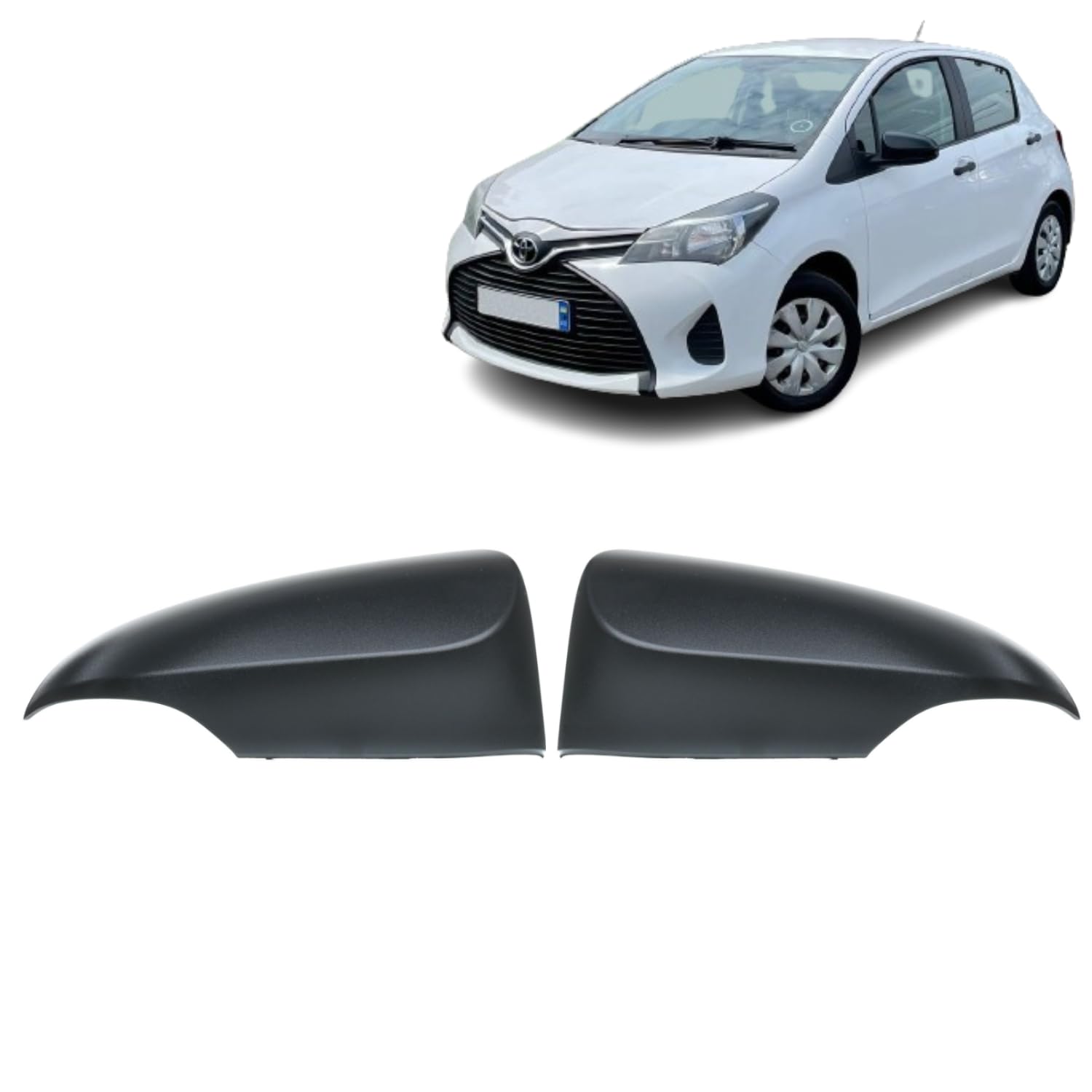 (2 Stück) Außenspiegelabdeckungen links (Fahrerseite) und rechts (Beifahrerseite), kompatibel mit Toyota Yaris (2011-2020) OEM: 87945-0D190 von Autocraft