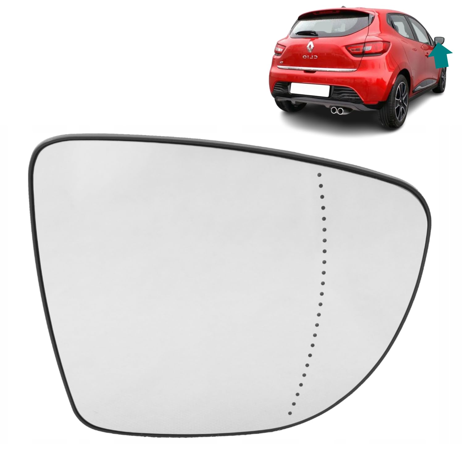 Außenspiegelglas vorne rechts (Enteiser) mit Halterung, kompatibel mit Renault Captur Zoé Clio 4 und 5 OEM 963654973R von Autocraft