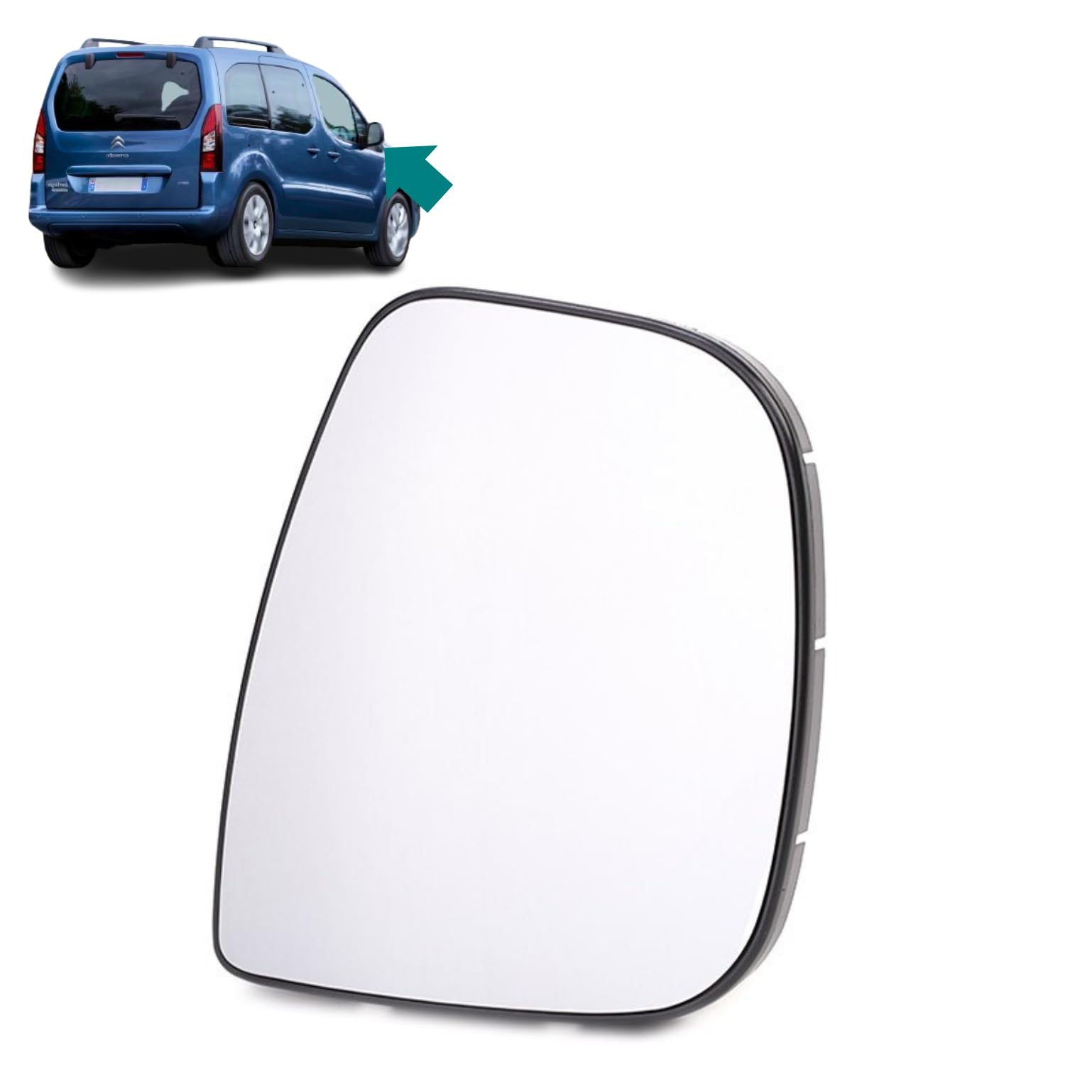 Außenspiegelglas vorne rechts (Enteiser) mit Halterung kompatibel für Berlingo Spacetourer Jumpy Tepee Expert Traveller Partner Zafira Vivaro OEM: 1616869280 von Autocraft