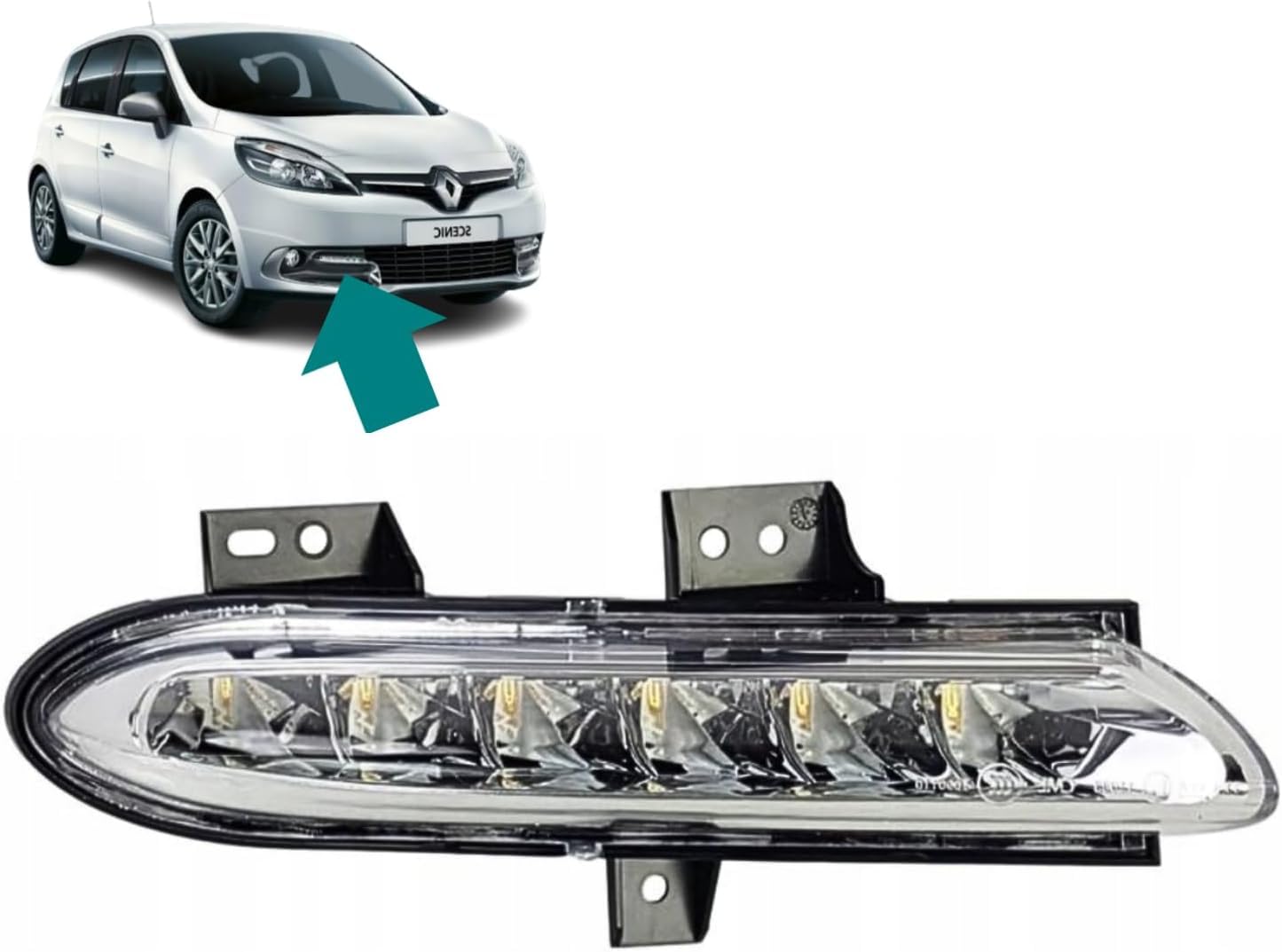 Autocraft Tagfahrlicht Scheinwerfer rechts (Beifahrerseite) LED kompatibel mit Renault Grand Scénic 3 Scenic 3 (2012-2016) 266003179R von Autocraft