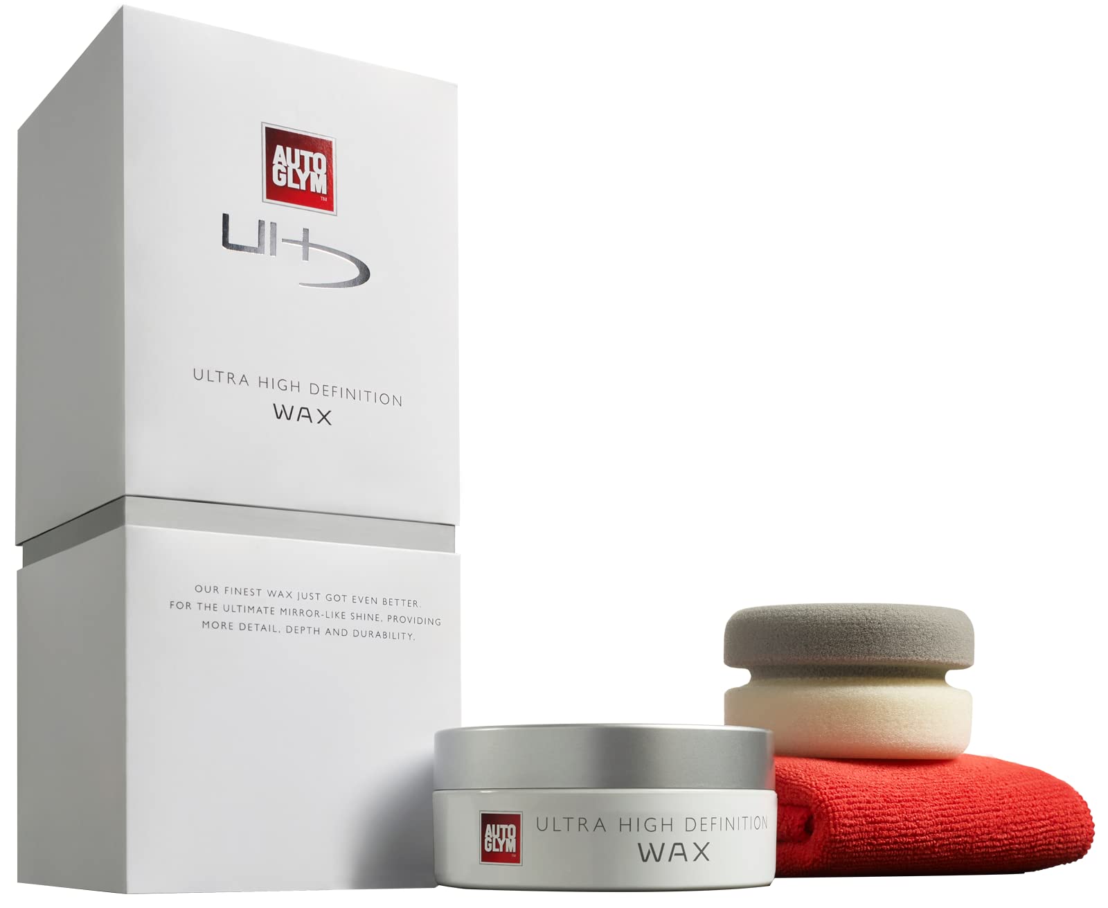 Autoglym Ultra High Definition Wachs Set – Inklusive biologischem Carnaubawachs, Wachsapplikator und Hi-Tech Pflegetuch für alle Arten von Autolackierungen, 120g von Autoglym