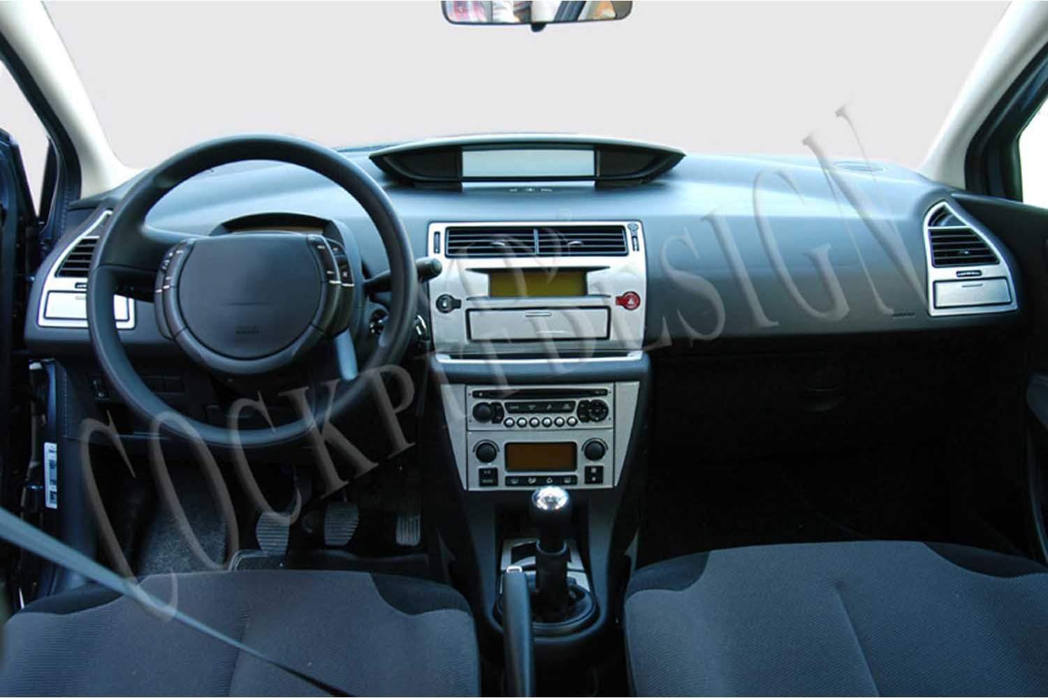 AUTOKLEIDUNG® Cockpit Dekor kompatibel mit Citroen C4 Baujahr 06/2004-09/2010 18 Teile | 3D Silber Optik von Autokleidung