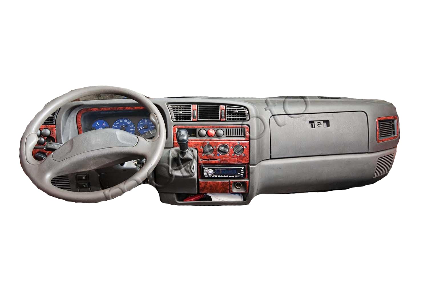 AUTOKLEIDUNG® Cockpit Dekor kompatibel mit Fiat Ducato Baujahr 03/1994-02/2002 32 Teile | 3D Silber Optik von Autokleidung