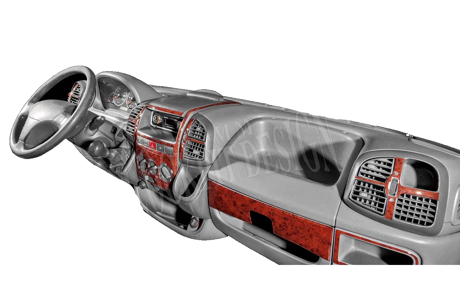 AUTOKLEIDUNG® Cockpit Dekor kompatibel mit Fiat Ducato Baujahr 03/2002-01/2006 15 Teile | 3D Silber Optik von Autokleidung