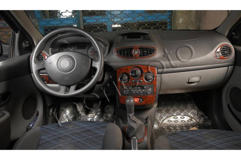 AUTOKLEIDUNG® Cockpit Dekor kompatibel mit Renault Clio 3 Baujahr 09/2005-08/2012 9 Teile | 3D Carbon Dark Optik von Autokleidung