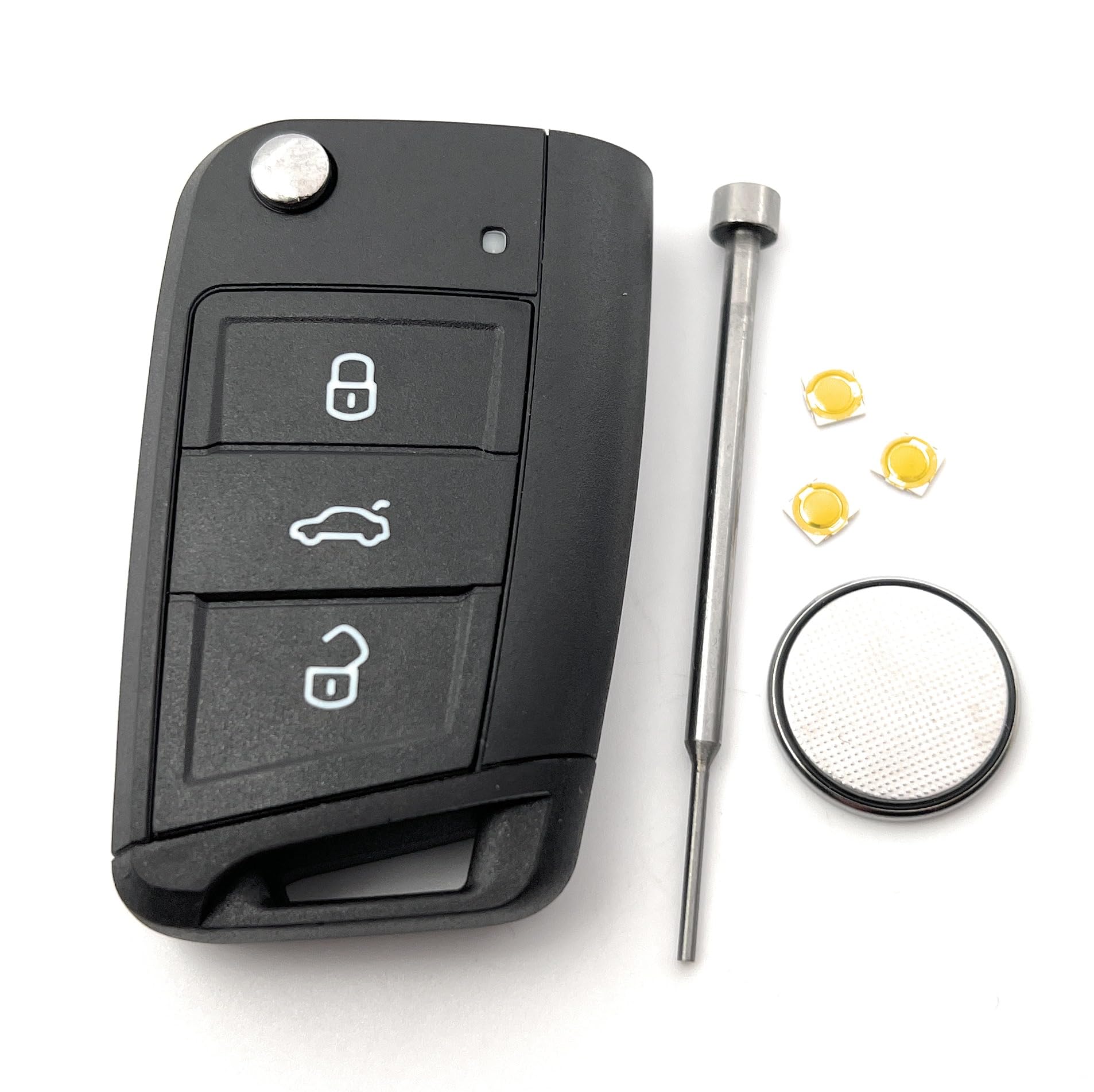 Automobile Locksmith Reparatursatz für Seat Skoda VW Volkswagen 3 Tasten Fernbedienung Klappschlüssel Reparatur Gehäuse Batterie Schalter Pin Entfernung Werkzeug von Automobile Locksmith