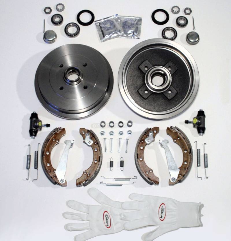 Autoparts-Online Set 60001262 Bremstrommeln + Bremsbacken + Radlager + Radzylinder + Zubehör für hinten von Autoparts-Online