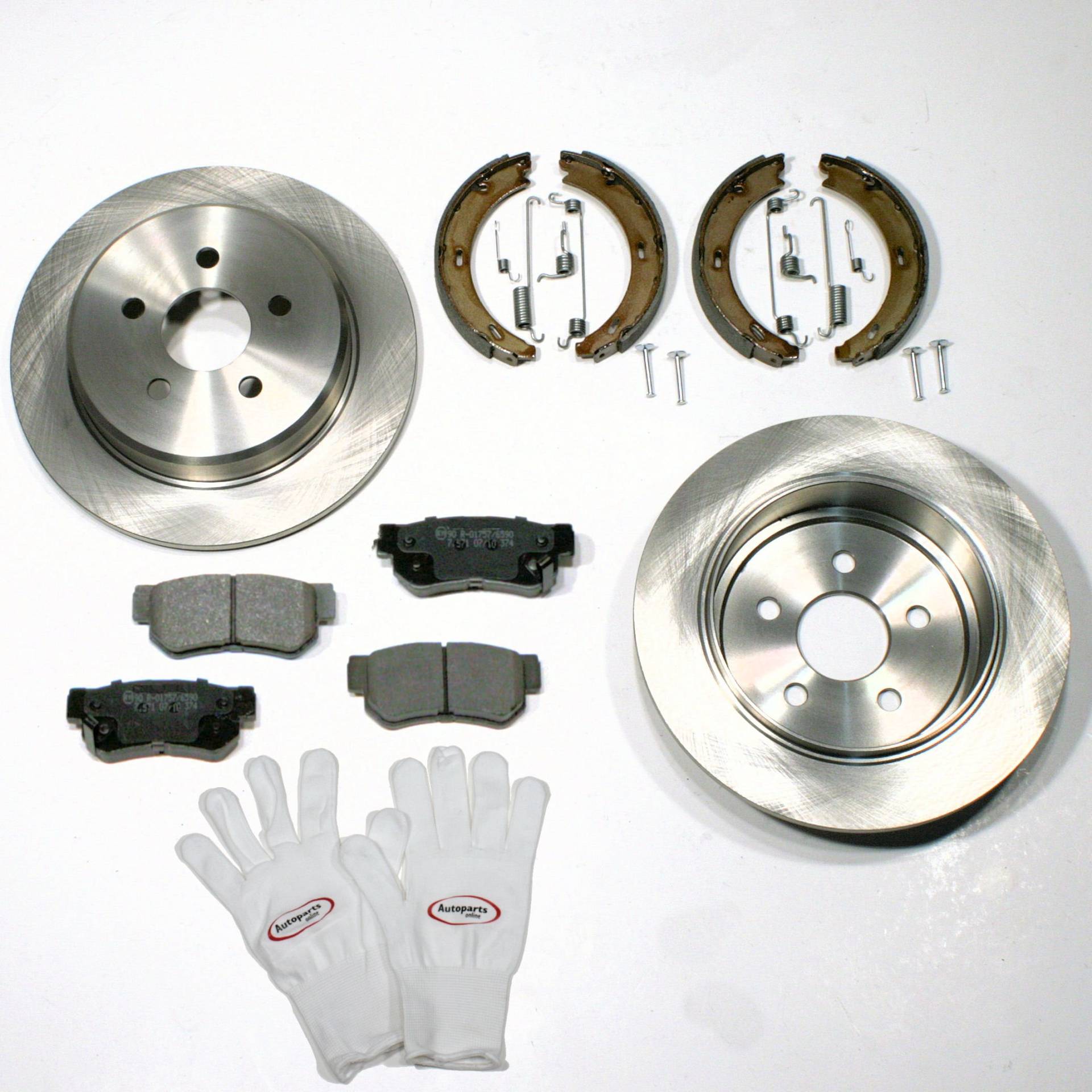 Autoparts-Online Set 60004896 Bremsscheiben Bremsen + Beläge + Bremsbacken + Zubehör für hinten/für die Hinterachse von Autoparts-Online