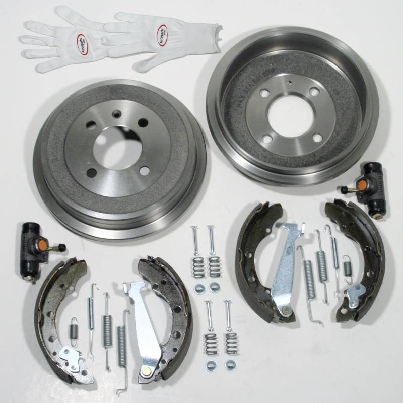 Autoparts-Online Set 60005449 Bremstrommeln Bremsen Set + Bremsbacken + Radzylinder + Zubehör für hinten/für die Hinterachse von Autoparts-Online