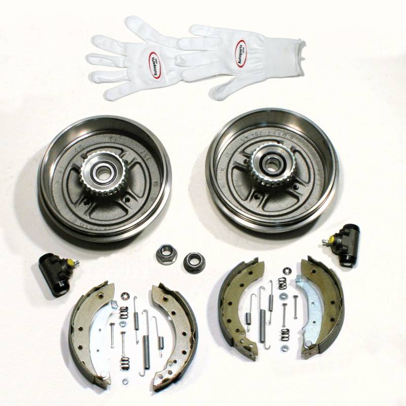 Autoparts-Online Set 60005603 Bremstrommel Set mit montierten Radlagern + ABS-Ringe für hinten/für die Hinterachse von Autoparts-Online