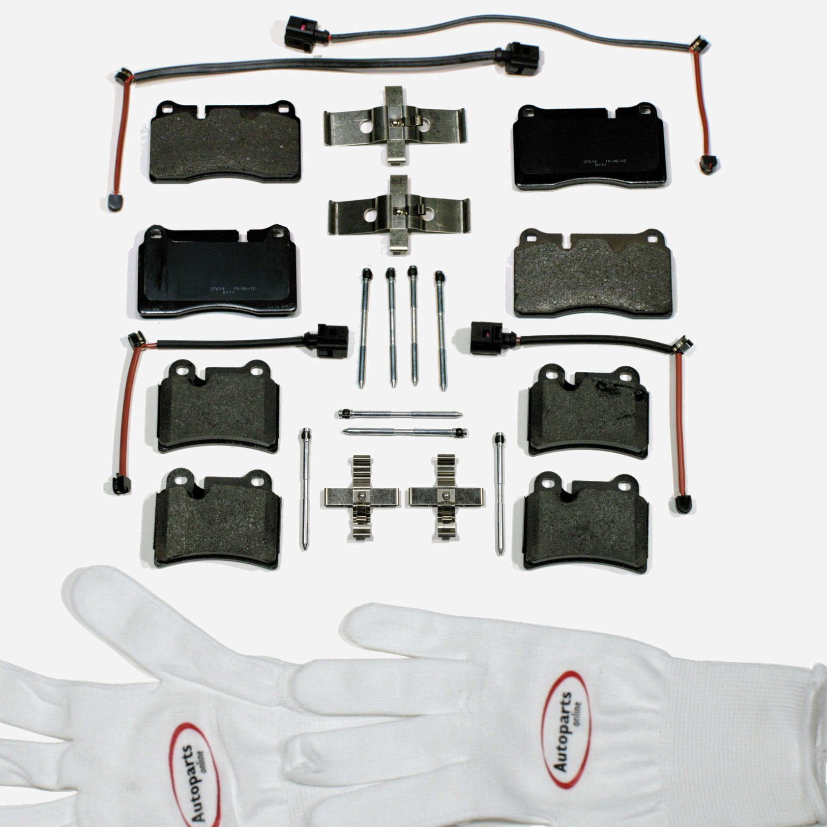 Autoparts-Online Set 60005779 Bremsbeläge 1LE + 1KQ / Bremsklötze + Zubehörsatz vorne + hinten von Autoparts-Online