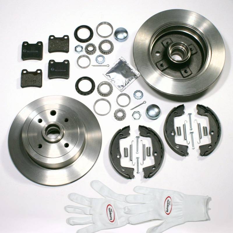 Autoparts-Online Set 60007250 Bremsscheiben/Bremsen + Bremsbeläge + Handbremse + Radlager hinten von Autoparts-Online