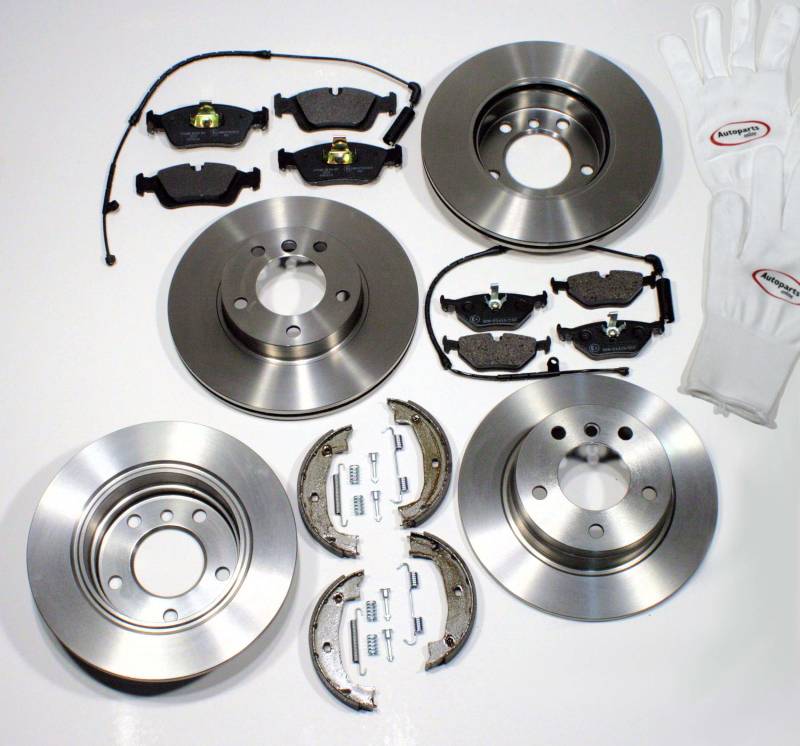 Autoparts-Online Set 60007310 Bremsscheiben/Bremsen + Bremsbeläge Handbremsbacken Zubehör für vorne + hinten von Autoparts-Online