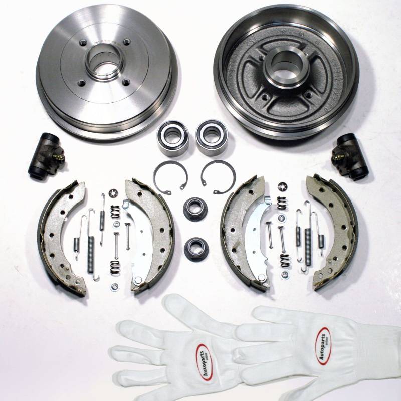 Autoparts-Online Set 60008289 Bremstrommeln/Bremsen + Bremsbacken + Radbremszylinder + Radlager für hinten/für die Hinterachse von Autoparts-Online