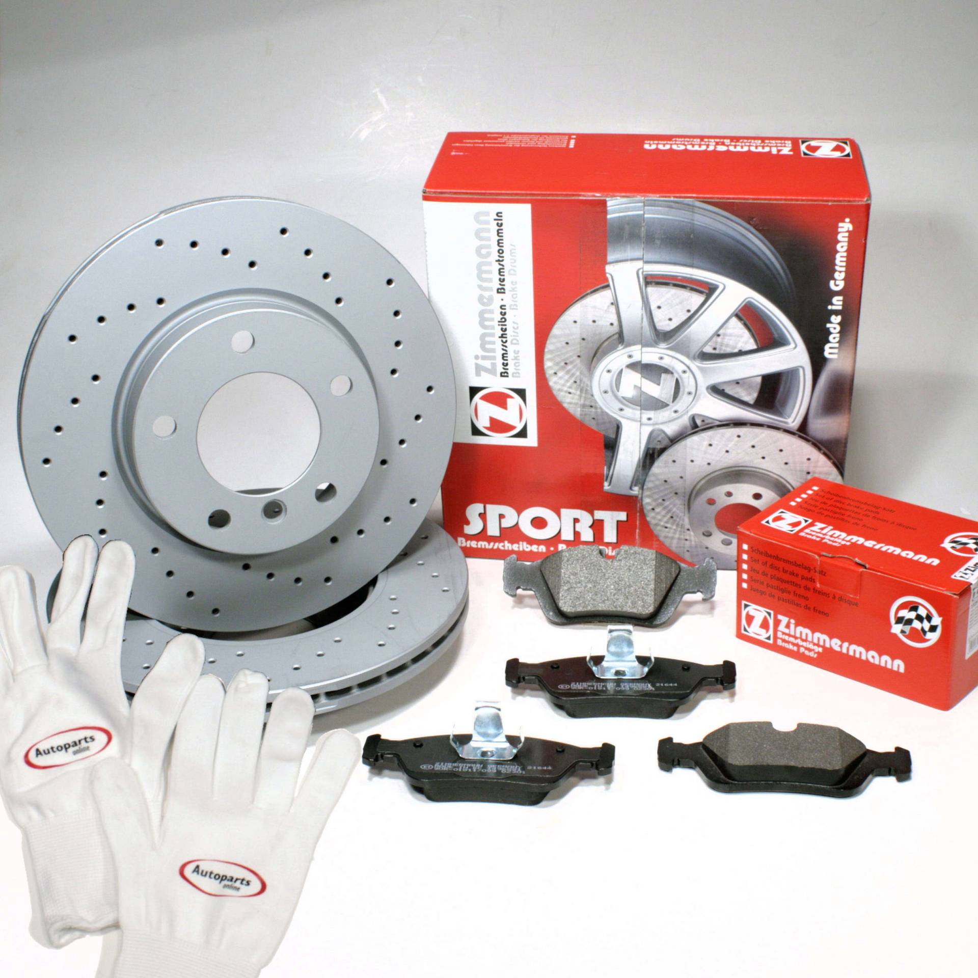 Autoparts-Online Set 60008579 Zimmermann Sport Bremsscheiben COAT Z gelocht/Bremsen + Bremsbeläge vorne von Autoparts-Online