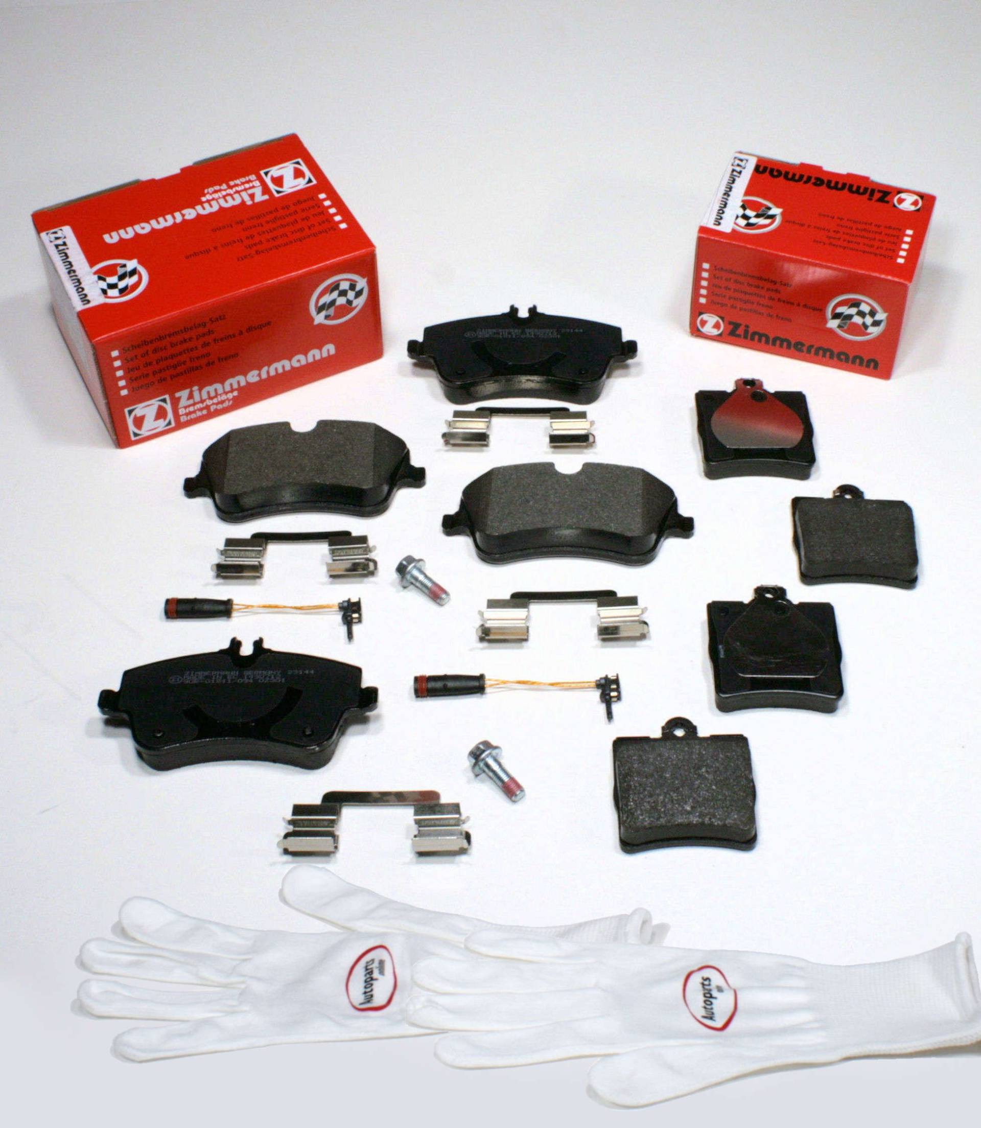 Autoparts-Online Set 60009213 Zimmermann Bremsbeläge/Bremsklötze/Bremsen + Zubehör + Warnsensor vorne + hinten von Autoparts-Online