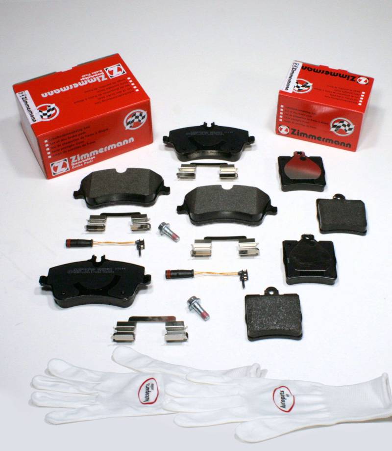 Autoparts-Online Set 60009213 Zimmermann Bremsbeläge/Bremsklötze/Bremsen + Zubehör + Warnsensor vorne + hinten von Autoparts-Online