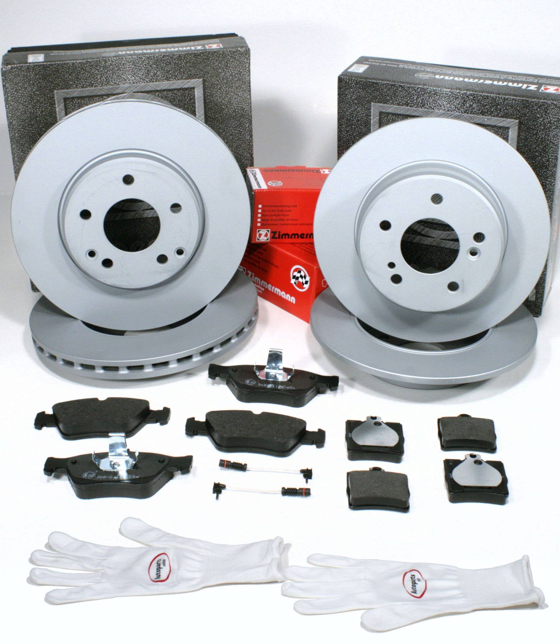 Autoparts-Online Set 60010554 Zimmermann Bremsscheiben Coat Z/Bremsen + Bremsbeläge + Sensoren für vorne + hinten von Autoparts-Online