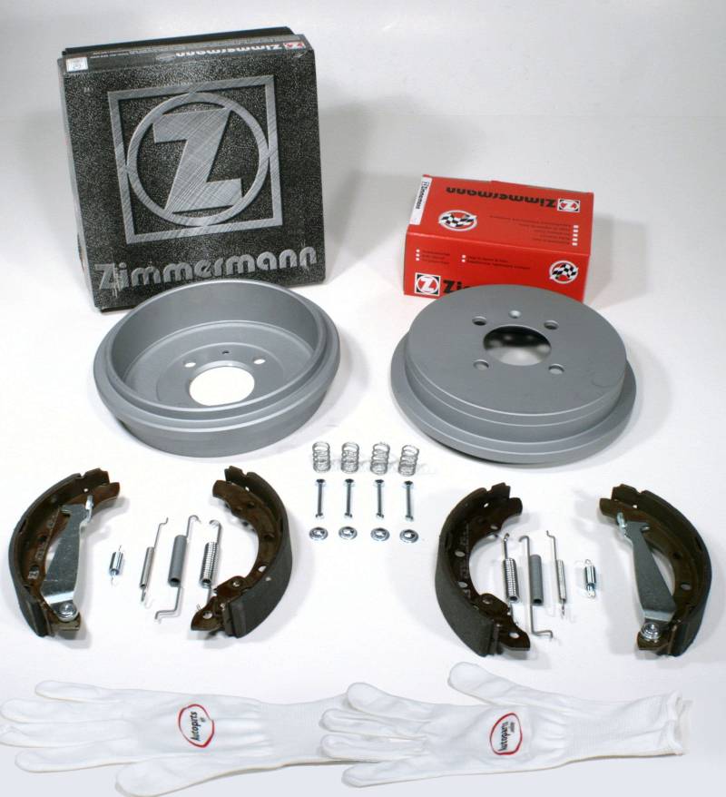 Autoparts-Online Set 60010779 Zimmermann Bremstrommeln Coat Z + Bremsbacken + Zubehör für hinten/für die Hinterachse von Autoparts-Online