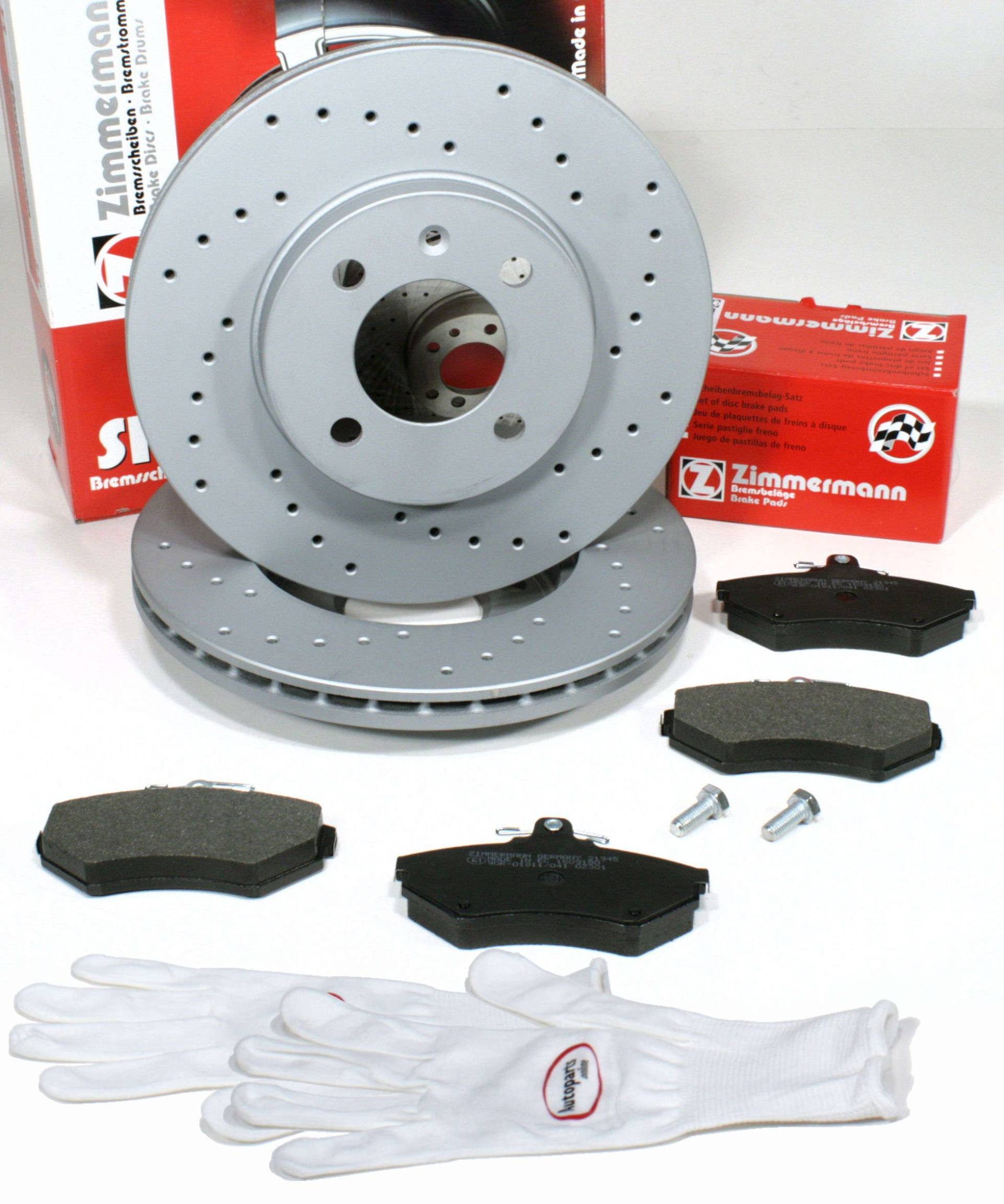 Autoparts-Online Set 60011467 Zimmermann Sport Bremsscheiben Coat Z Ø 256 mm gelocht/Bremsen + Bremsbeläge für vorne/die Vorderachse von Autoparts-Online