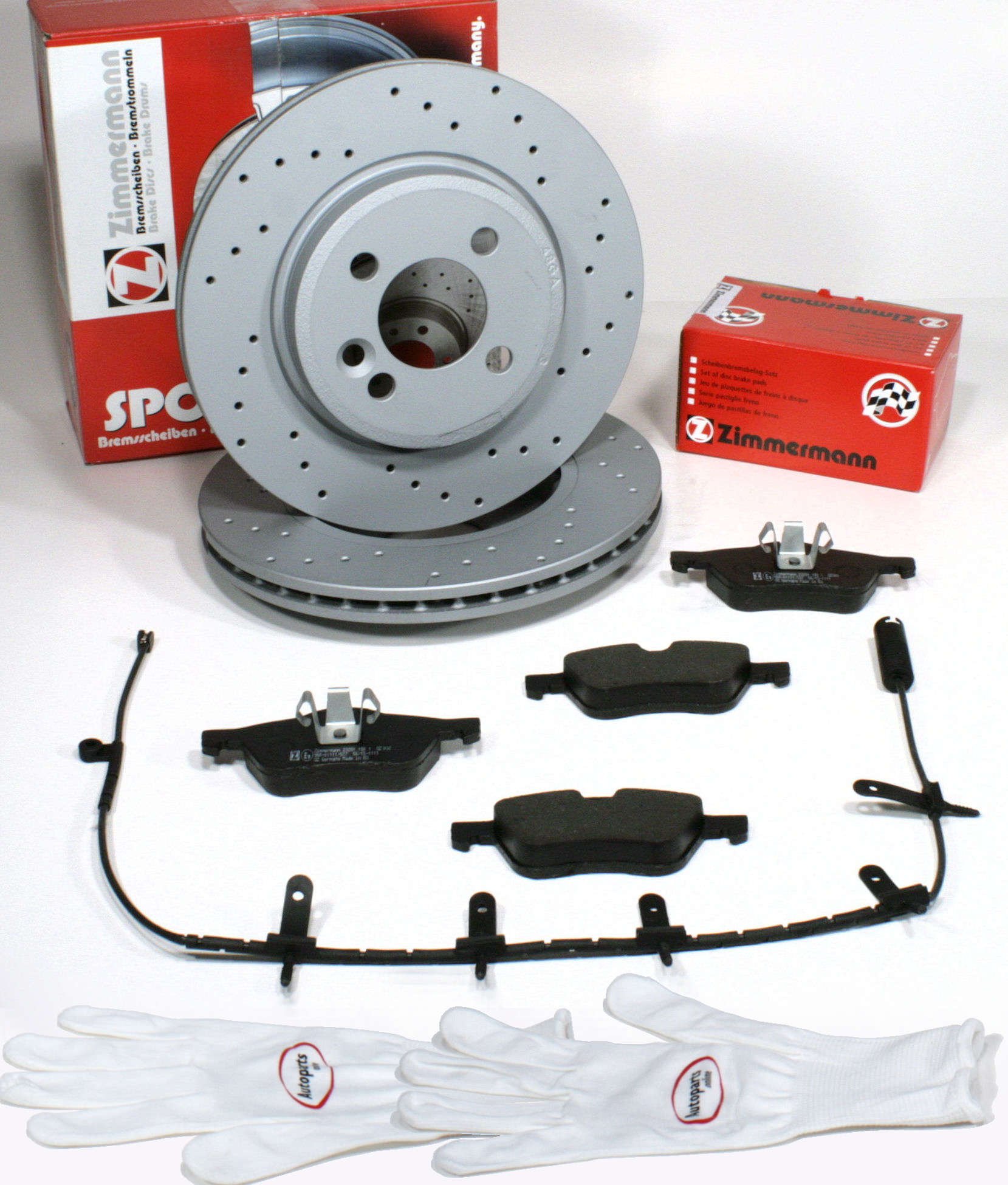 Autoparts-Online Set 60011695 Zimmermann Sport Bremsscheiben Coat Z gelocht/Bremsen + Bremsbeläge für vorne/für die Vorderachse von Autoparts-Online