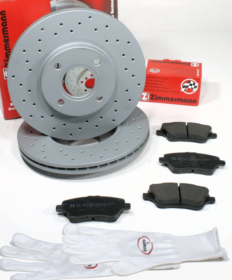 Autoparts-Online Set 60011847 Zimmermann Sport Bremsscheiben Ø 278 mm gelocht/Bremsen + Bremsbeläge für vorne/die Vorderachse von Autoparts-Online