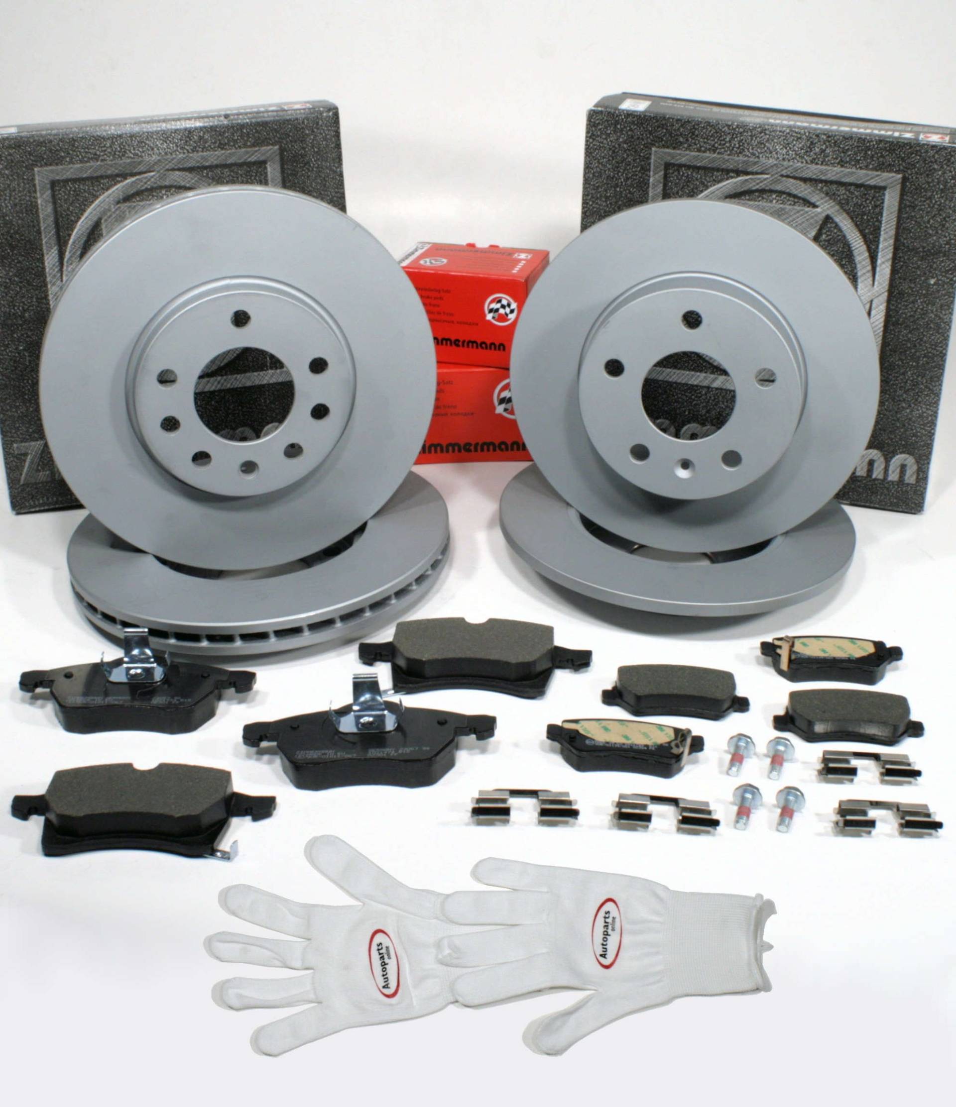 Autoparts-Online Set 60012107 Zimmermann Bremsscheiben Coat Z/Bremsen 5-Loch + Bremsbeläge für vorne + hinten von Autoparts-Online