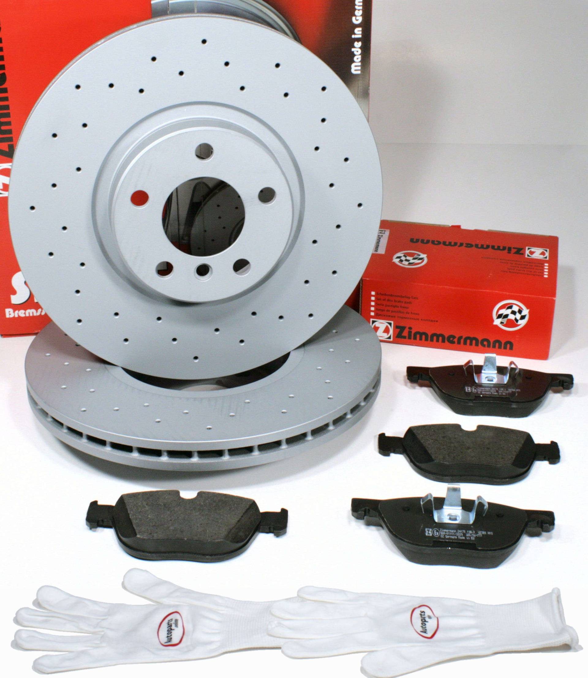 Autoparts-Online Set 60012932 Zimmermann Sport Bremsscheiben 348 mm gelocht Coat Z Bremsen + Bremsbeläge für vorne/die Vorderachse von Autoparts-Online