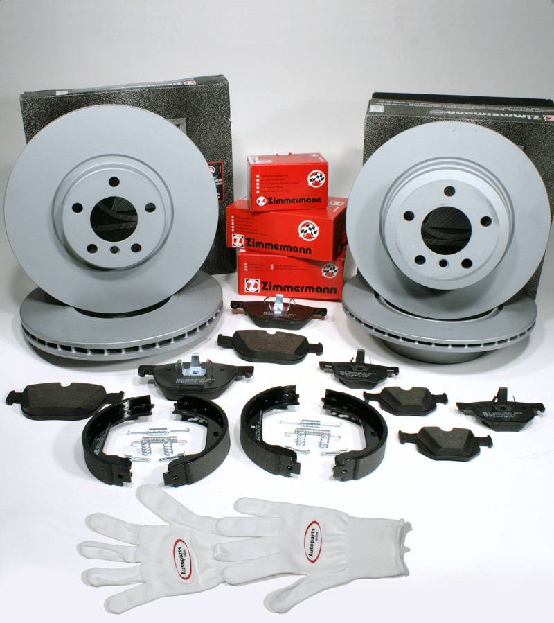 Autoparts-Online Set 60012946 Zimmermann Bremsscheiben belüftet Coat Z Bremsen + Bremsbeläge + Handbremse Zubehör für vorne + hinten von Autoparts-Online