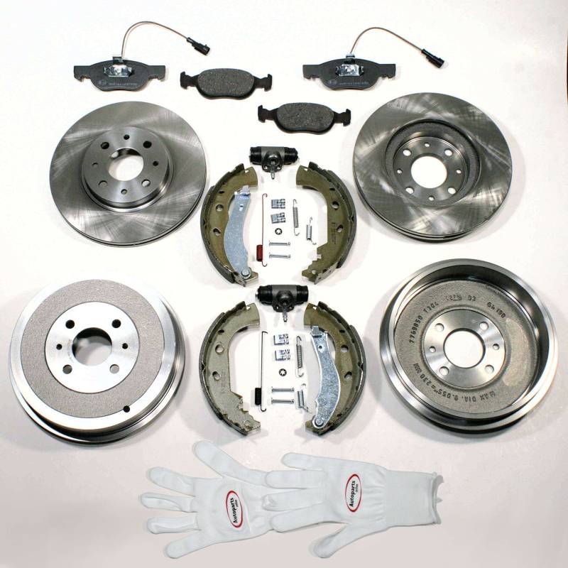 Autoparts-Online Set 60014547 Bremsscheiben Bremsen Bremsbeläge vorne Bremstrommeln Bremsbacken Zubehör Radbremszylinder für hinten von Autoparts-Online