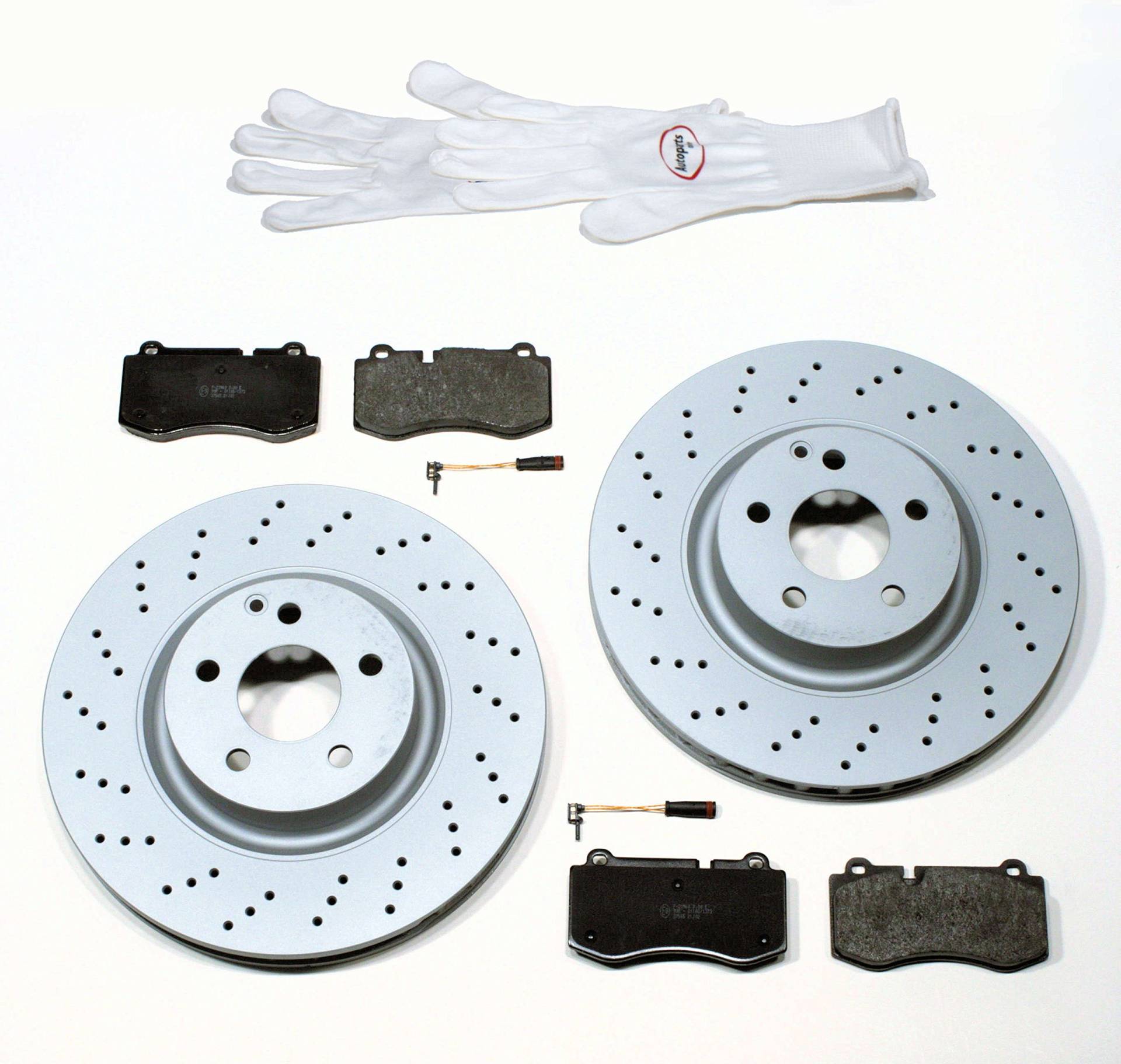 Autoparts-Online Set 60017207 Bremsscheiben gelocht und beschichtet und Bremsbeläge für vorne von Autoparts-Online