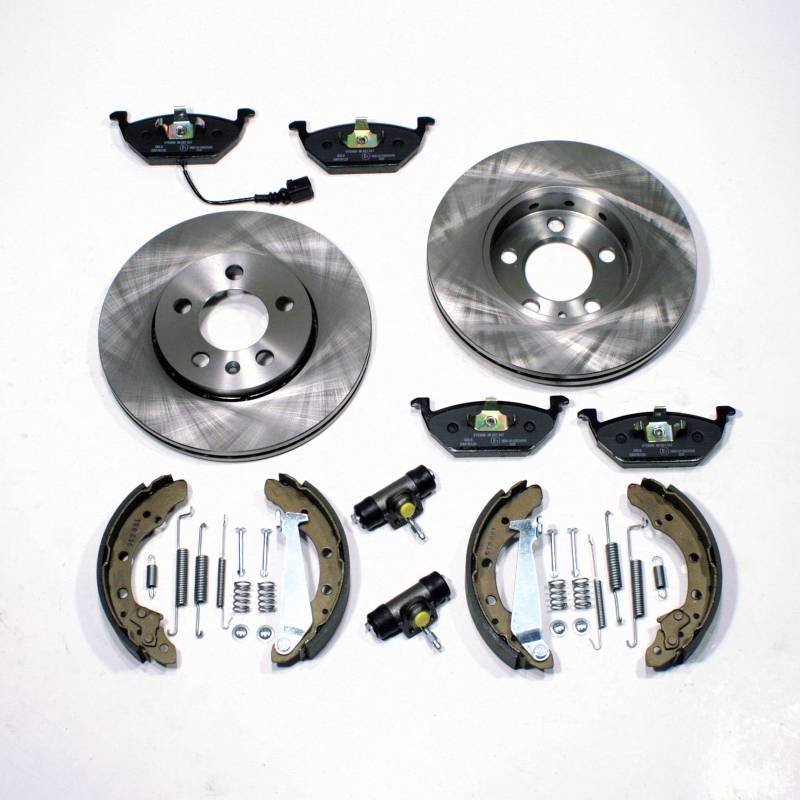 Bremsscheiben/Bremsen + Bremsbacken Set + Zubehör vorne + hinten von Autoparts-Online