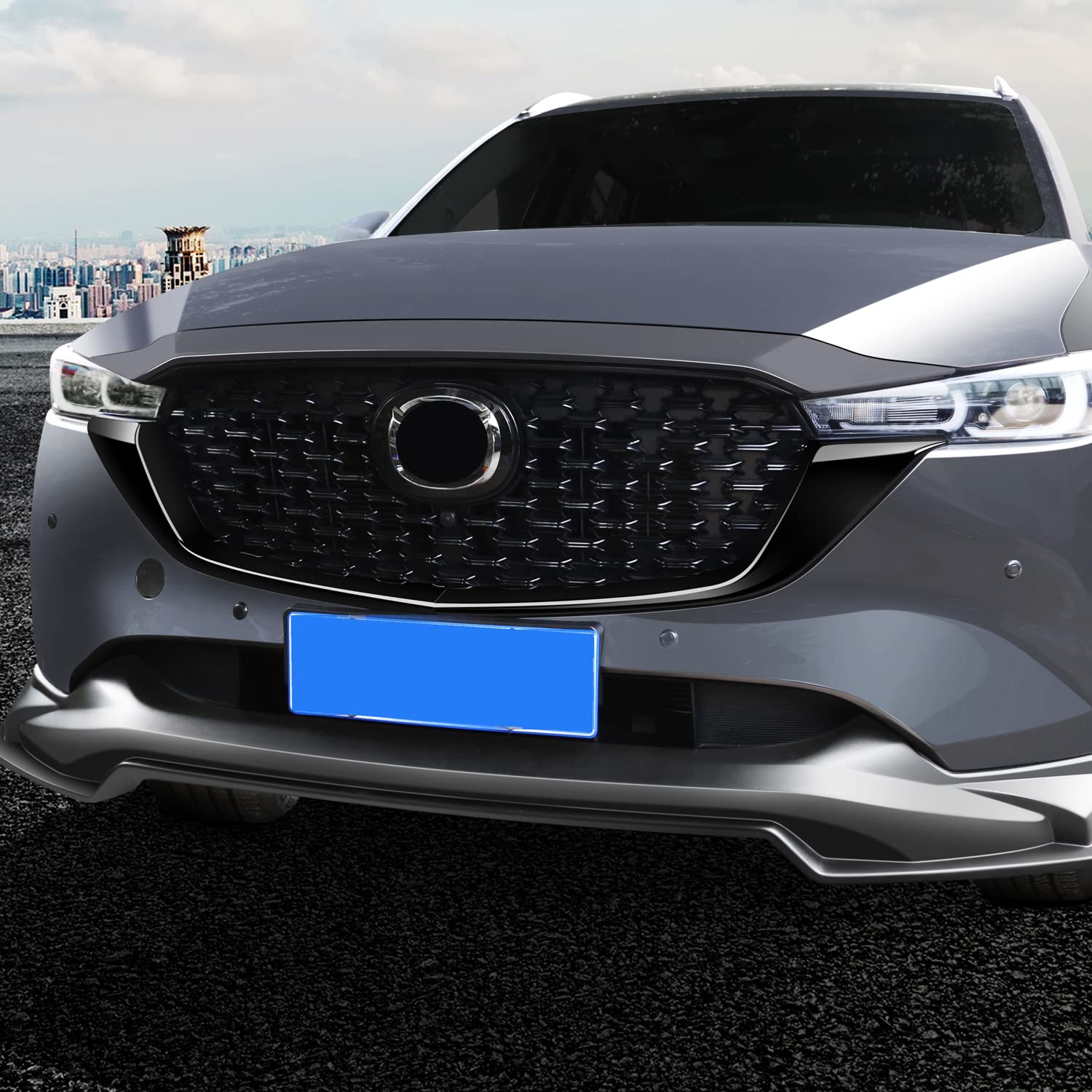 Autophoton für CX-5 2022 2023 Frontkühlergrill Abdeckung Trim 2 Stück ABS-Kunststoff glänzend schwarz von Autophoton