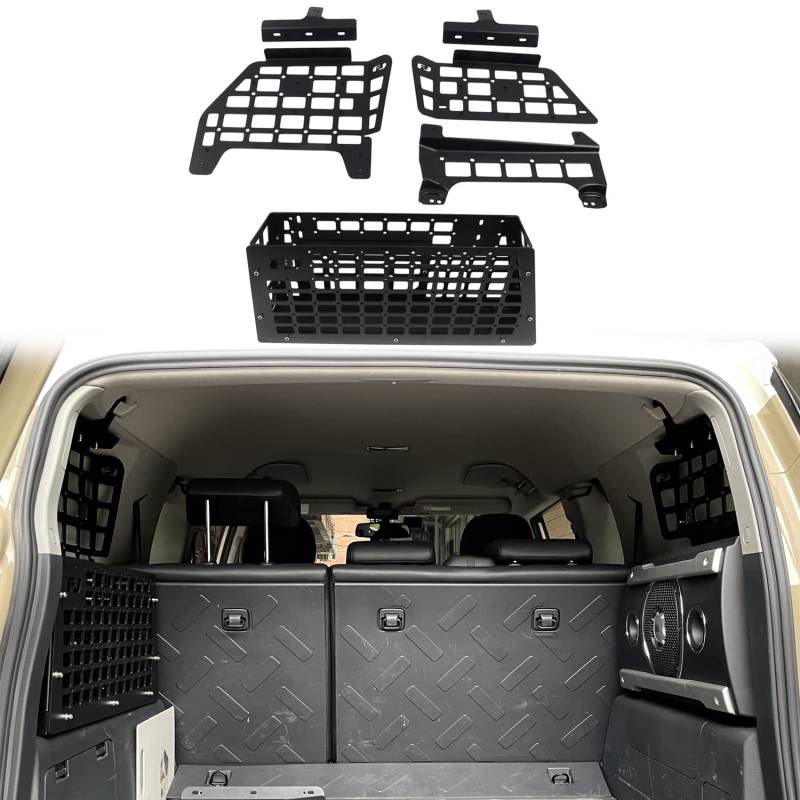 für FJ Cruiser 2007-2023 CGZ MOLLE Panel Kofferraumregal Frachtorganisatoren Rack Modulares Aufbewahrungspanel (Seitenrahmen und Ablagekorb) von Autophoton