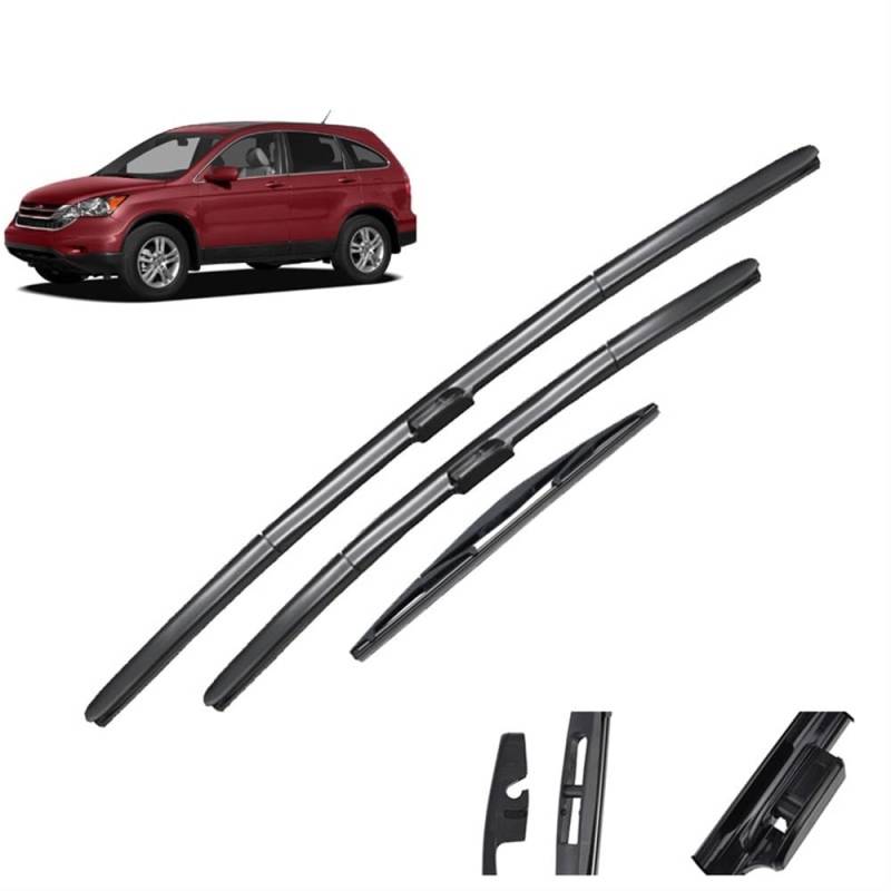 3-teiliges Scheibenwischer-Set for LHD vorne und hinten, kompatibel mit Honda CR-V CRV 2007–2011 MK3, Windschutzscheibe, Windschutzscheibe, Fenster, 26 Zoll + 17 Zoll + 14 Zoll von Autopixl