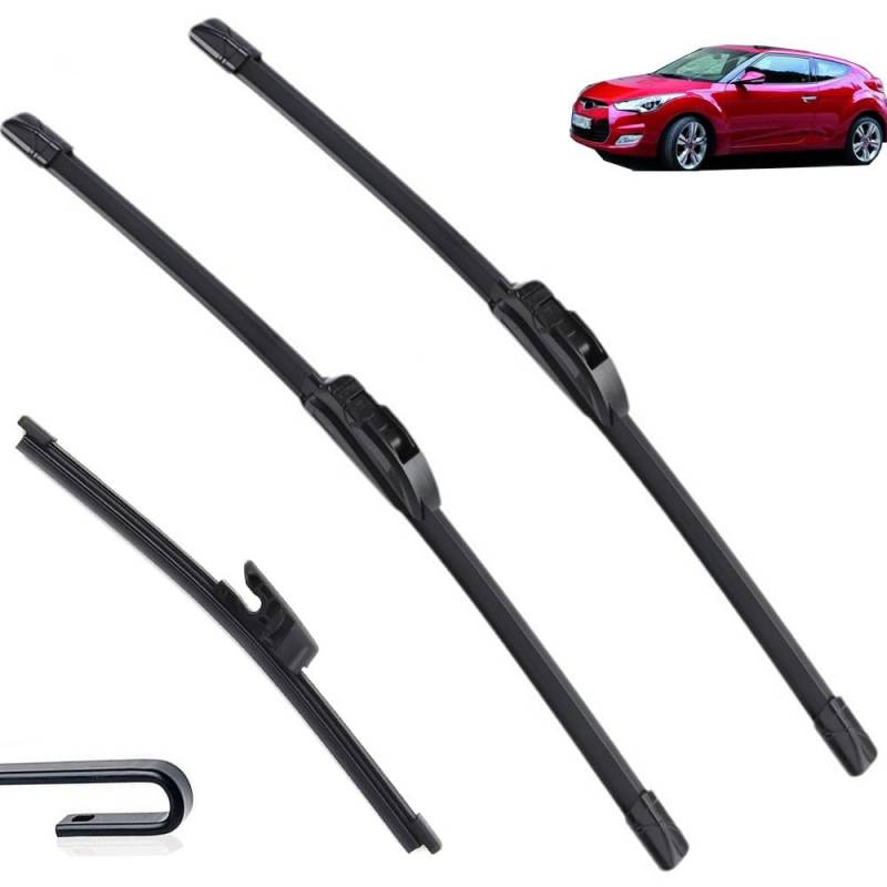 3-teiliges Scheibenwischer-Set for vorne und hinten, kompatibel mit Hyundai Veloster MK1 2012–2018, Windschutzscheibe, Windschutzscheibe, Fenster, 26"+18"+9" von Autopixl